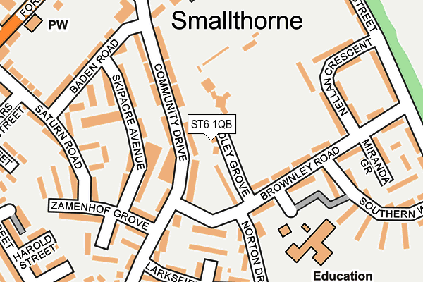 ST6 1QB map - OS OpenMap – Local (Ordnance Survey)