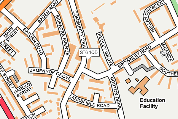 ST6 1QD map - OS OpenMap – Local (Ordnance Survey)