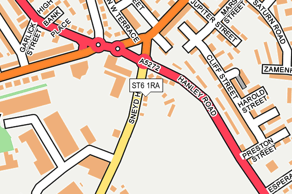 ST6 1RA map - OS OpenMap – Local (Ordnance Survey)