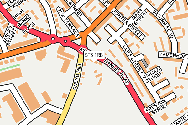 ST6 1RB map - OS OpenMap – Local (Ordnance Survey)