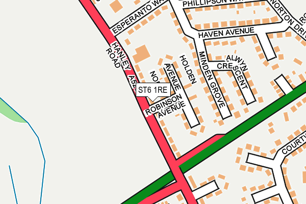 ST6 1RE map - OS OpenMap – Local (Ordnance Survey)