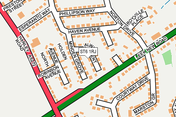 ST6 1RJ map - OS OpenMap – Local (Ordnance Survey)