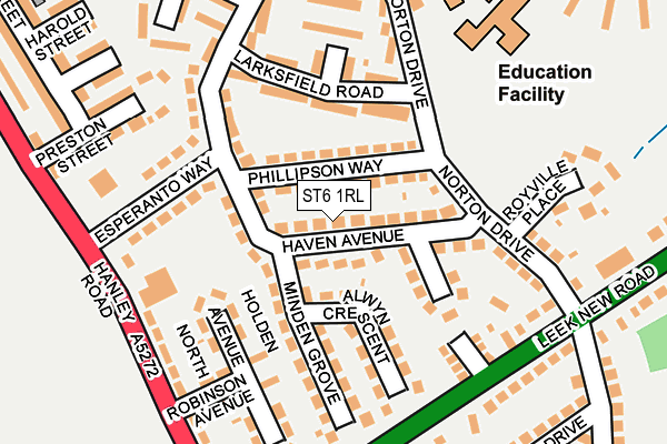 ST6 1RL map - OS OpenMap – Local (Ordnance Survey)