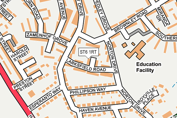 ST6 1RT map - OS OpenMap – Local (Ordnance Survey)