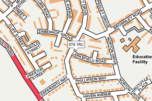 ST6 1RU map - OS OpenMap – Local (Ordnance Survey)