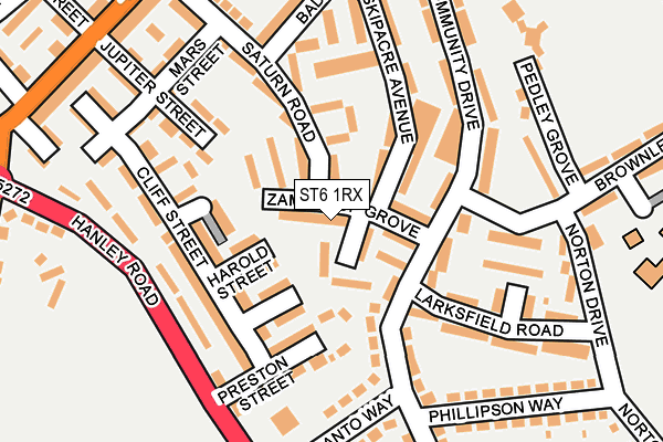 ST6 1RX map - OS OpenMap – Local (Ordnance Survey)