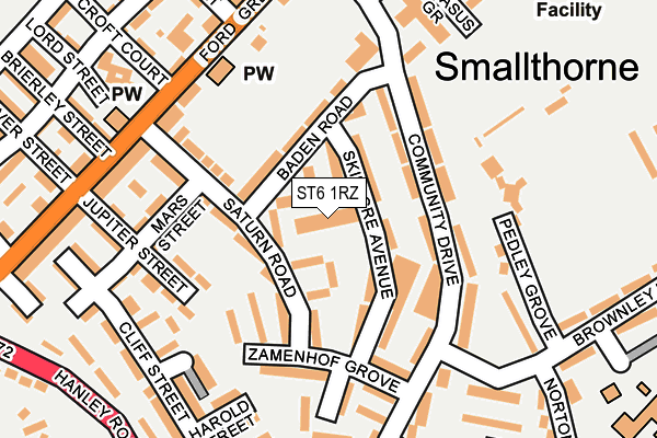 ST6 1RZ map - OS OpenMap – Local (Ordnance Survey)