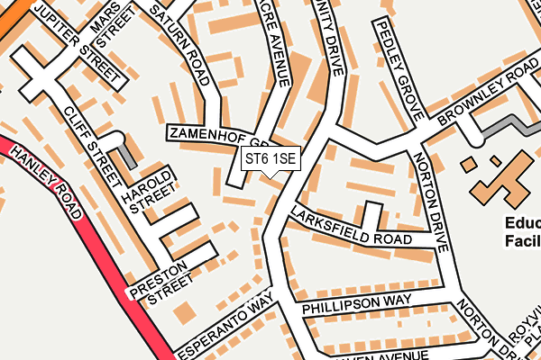 ST6 1SE map - OS OpenMap – Local (Ordnance Survey)