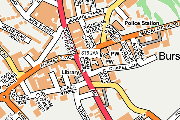 ST6 2AA map - OS OpenMap – Local (Ordnance Survey)