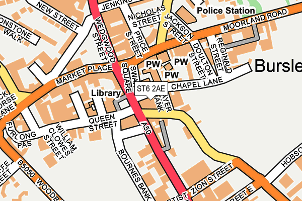 ST6 2AE map - OS OpenMap – Local (Ordnance Survey)