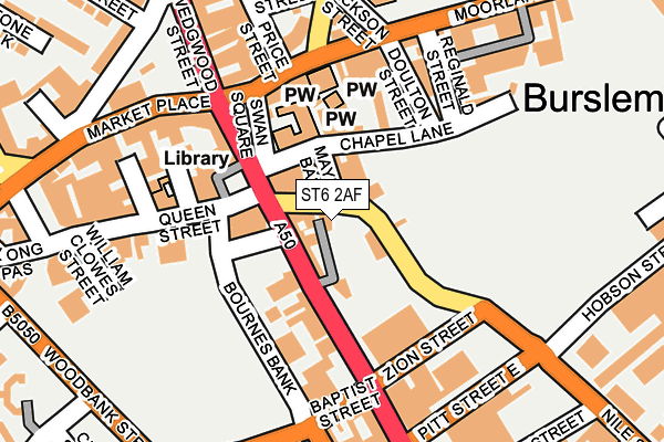 ST6 2AF map - OS OpenMap – Local (Ordnance Survey)