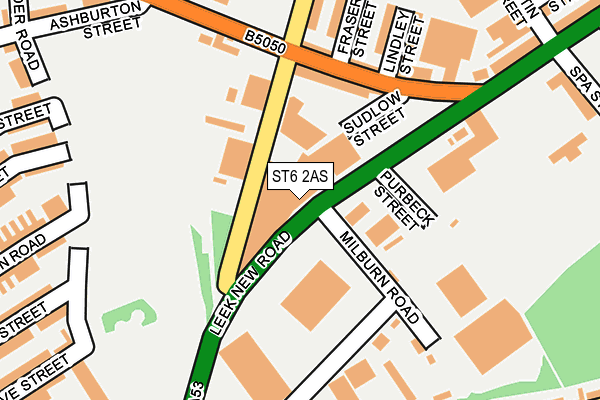 ST6 2AS map - OS OpenMap – Local (Ordnance Survey)