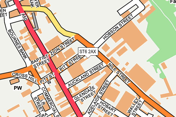 ST6 2AX map - OS OpenMap – Local (Ordnance Survey)