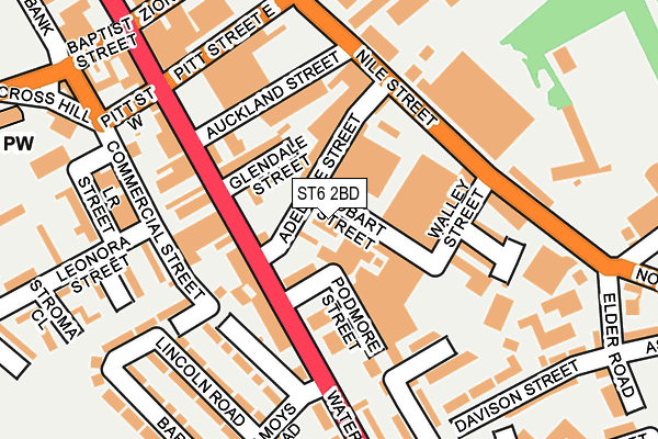 ST6 2BD map - OS OpenMap – Local (Ordnance Survey)