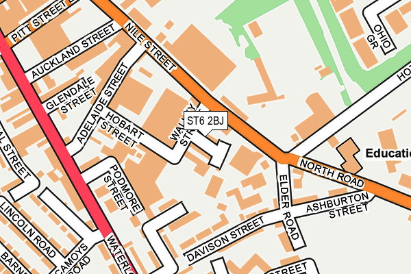 ST6 2BJ map - OS OpenMap – Local (Ordnance Survey)