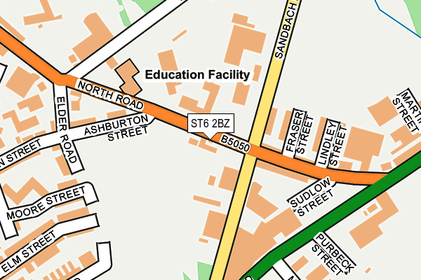 ST6 2BZ map - OS OpenMap – Local (Ordnance Survey)