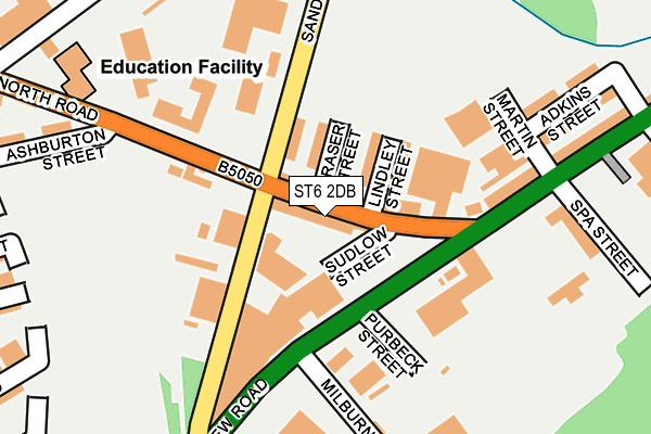 ST6 2DB map - OS OpenMap – Local (Ordnance Survey)