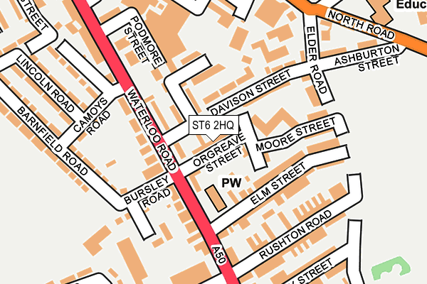 ST6 2HQ map - OS OpenMap – Local (Ordnance Survey)