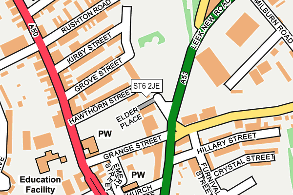 ST6 2JE map - OS OpenMap – Local (Ordnance Survey)