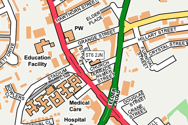 ST6 2JN map - OS OpenMap – Local (Ordnance Survey)