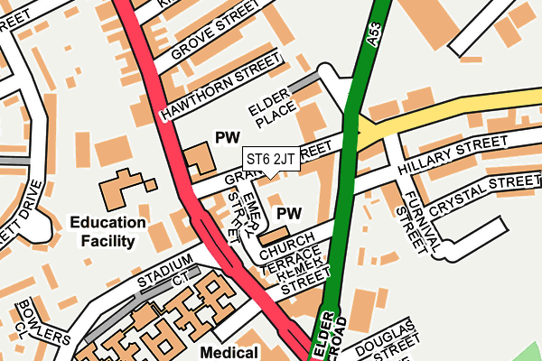 ST6 2JT map - OS OpenMap – Local (Ordnance Survey)