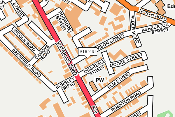 ST6 2JU map - OS OpenMap – Local (Ordnance Survey)