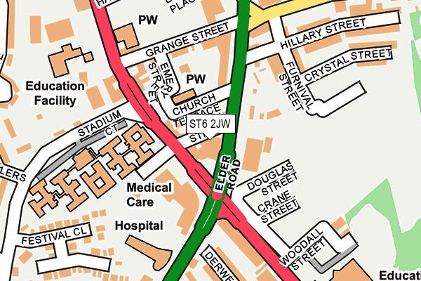 ST6 2JW map - OS OpenMap – Local (Ordnance Survey)