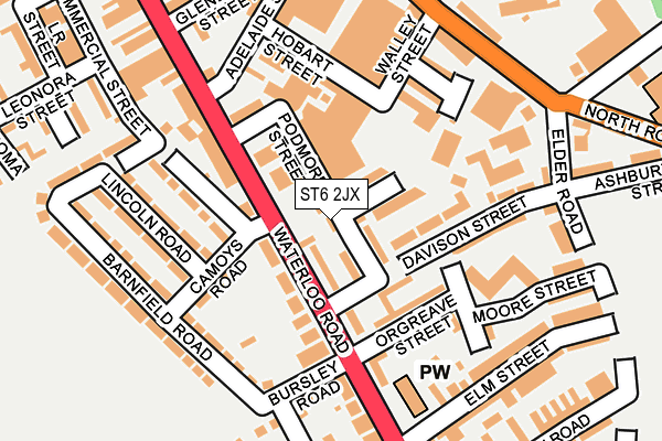 ST6 2JX map - OS OpenMap – Local (Ordnance Survey)