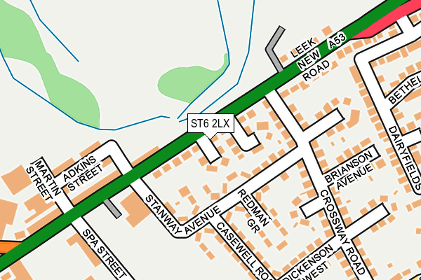 ST6 2LX map - OS OpenMap – Local (Ordnance Survey)