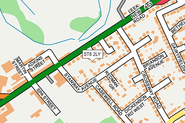 ST6 2LY map - OS OpenMap – Local (Ordnance Survey)