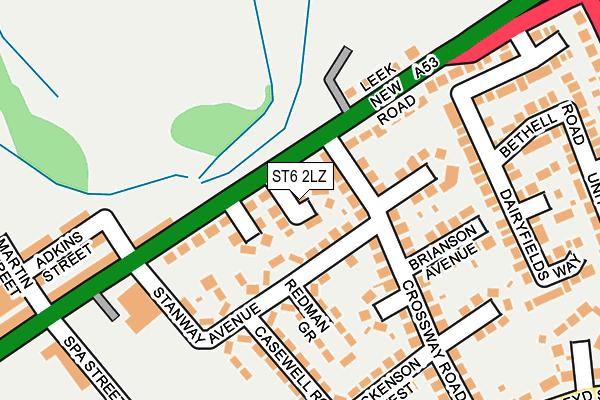 ST6 2LZ map - OS OpenMap – Local (Ordnance Survey)