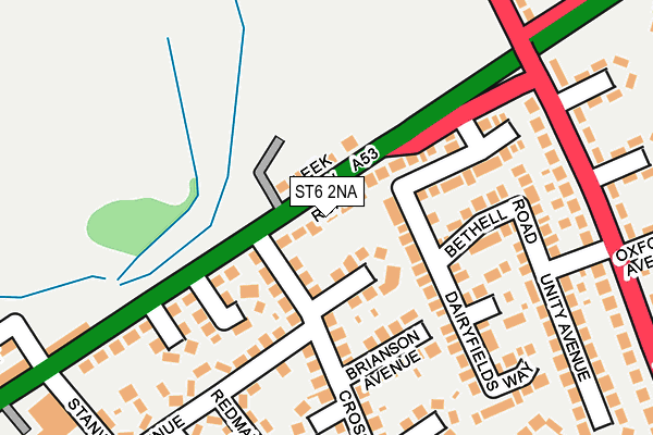 ST6 2NA map - OS OpenMap – Local (Ordnance Survey)