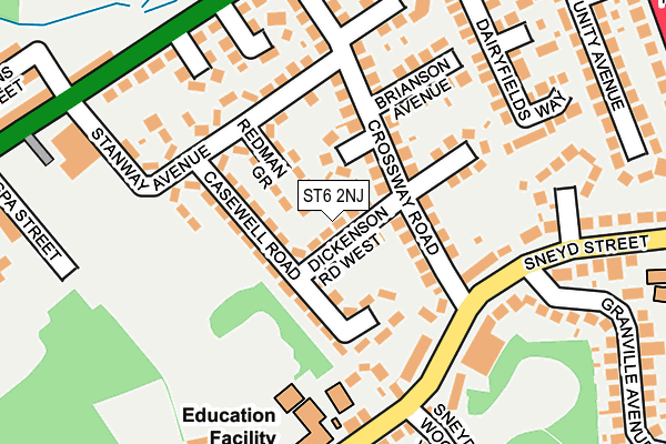 ST6 2NJ map - OS OpenMap – Local (Ordnance Survey)