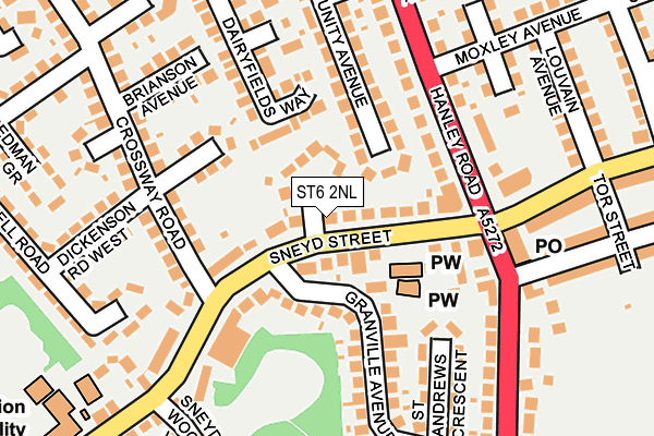 ST6 2NL map - OS OpenMap – Local (Ordnance Survey)