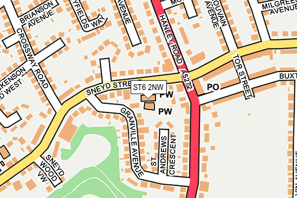 ST6 2NW map - OS OpenMap – Local (Ordnance Survey)