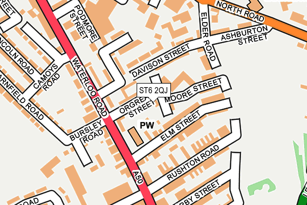 ST6 2QJ map - OS OpenMap – Local (Ordnance Survey)