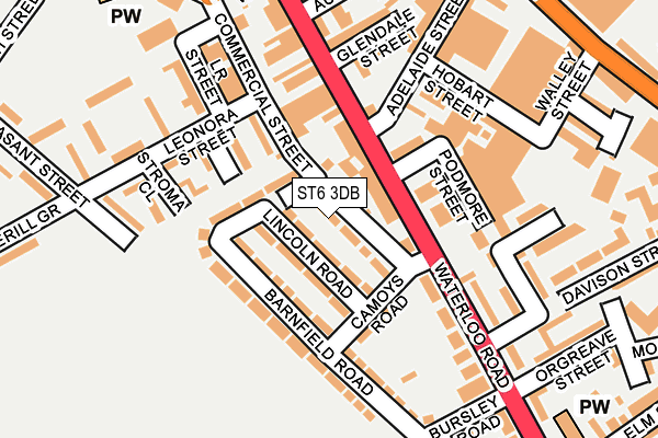 ST6 3DB map - OS OpenMap – Local (Ordnance Survey)