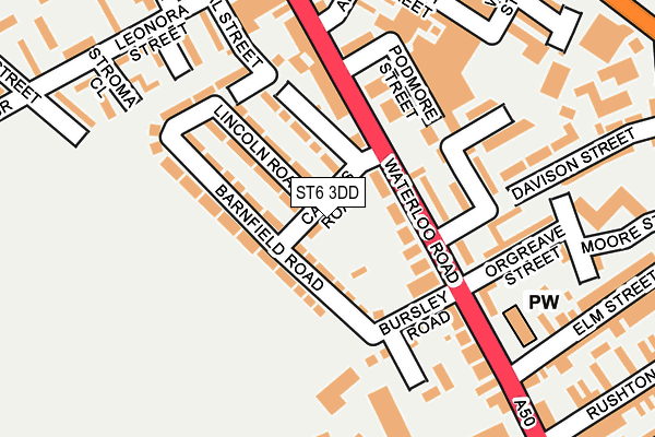 ST6 3DD map - OS OpenMap – Local (Ordnance Survey)