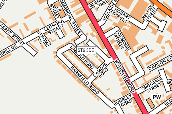 ST6 3DE map - OS OpenMap – Local (Ordnance Survey)