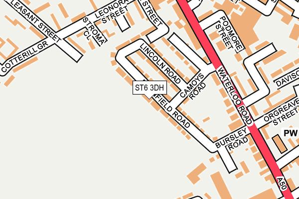 ST6 3DH map - OS OpenMap – Local (Ordnance Survey)