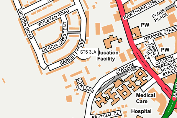 ST6 3JA map - OS OpenMap – Local (Ordnance Survey)