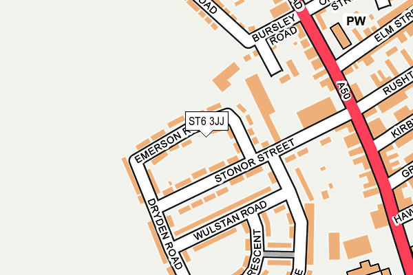 ST6 3JJ map - OS OpenMap – Local (Ordnance Survey)