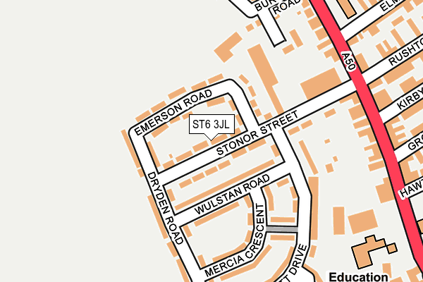 ST6 3JL map - OS OpenMap – Local (Ordnance Survey)