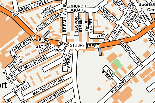 ST6 3PY map - OS OpenMap – Local (Ordnance Survey)