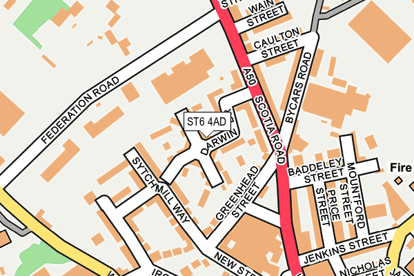 ST6 4AD map - OS OpenMap – Local (Ordnance Survey)