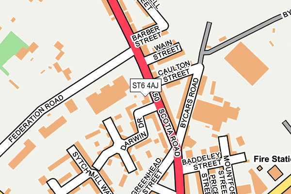ST6 4AJ map - OS OpenMap – Local (Ordnance Survey)