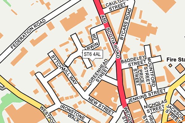 ST6 4AL map - OS OpenMap – Local (Ordnance Survey)
