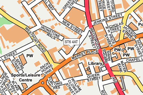 ST6 4AT map - OS OpenMap – Local (Ordnance Survey)