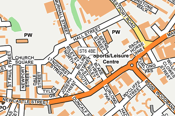 ST6 4BE map - OS OpenMap – Local (Ordnance Survey)