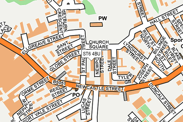 ST6 4BU map - OS OpenMap – Local (Ordnance Survey)